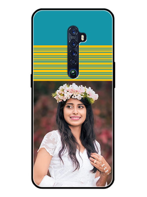 Custom Reno 2 Custom Glass Phone Case  - Yellow & Blue Design 