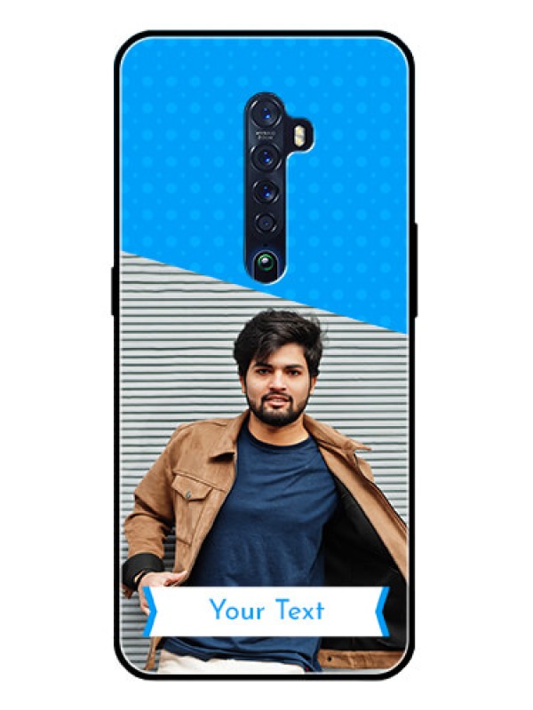 Custom Reno 2 Photo Printing on Glass Case  - Simple Blue Color Design