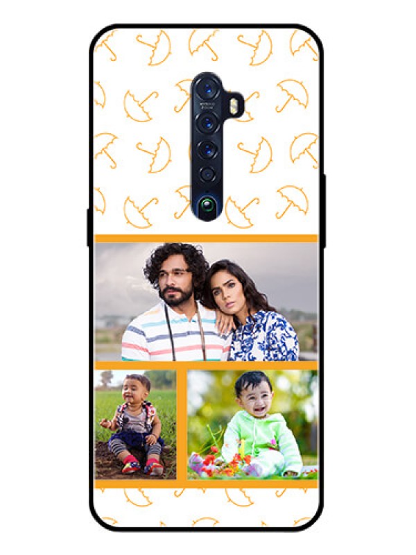 Custom Reno 2 Custom Glass Mobile Case  - Yellow Pattern Design