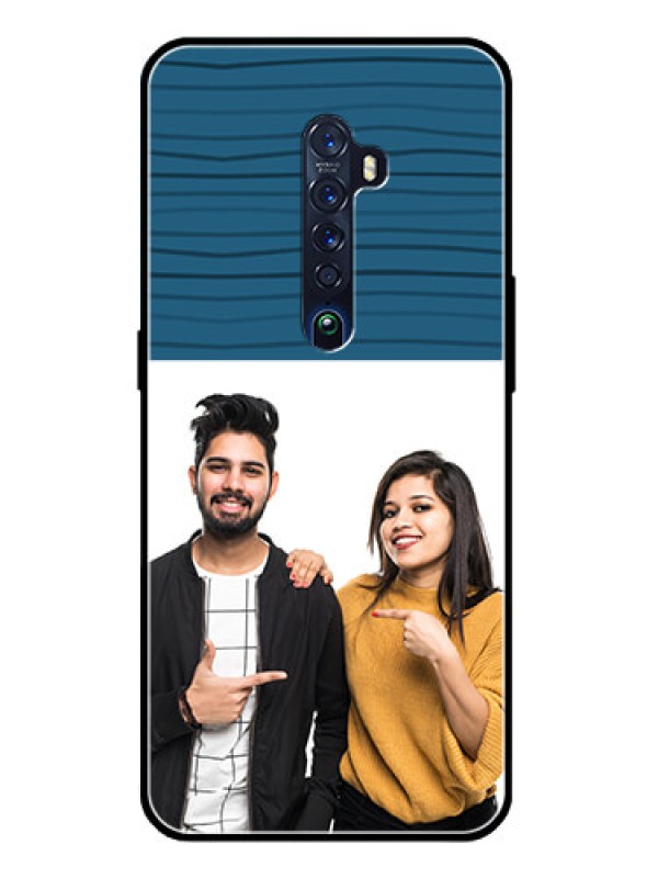 Custom Reno 2 Custom Glass Phone Case  - Blue Pattern Cover Design