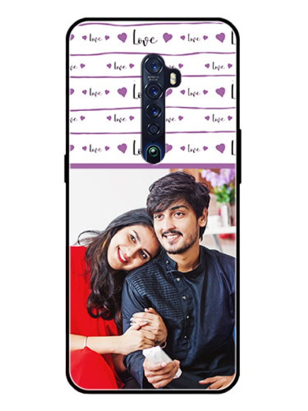 Custom Reno 2 Custom Glass Mobile Case  - Couples Heart Design