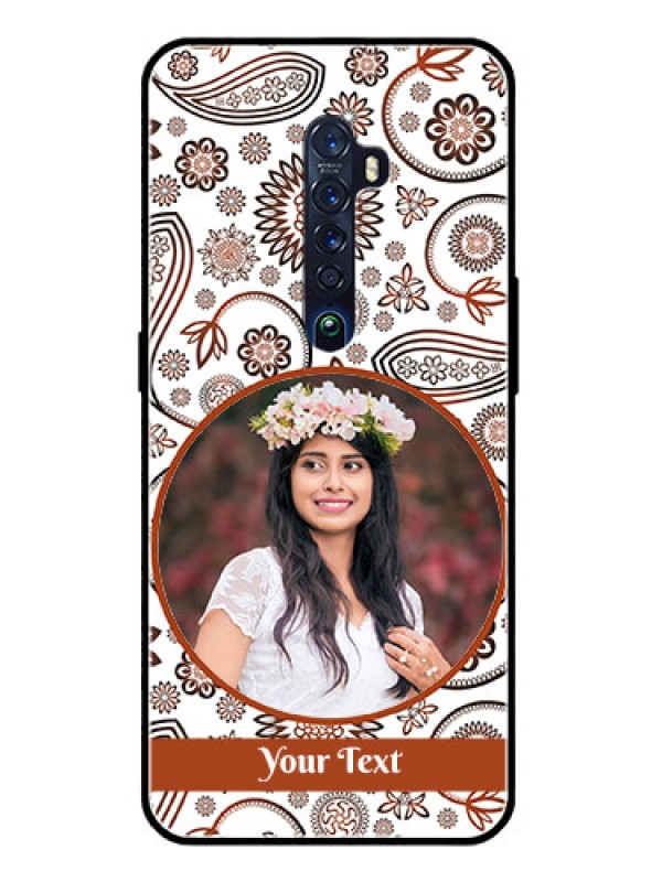 Custom Reno 2 Custom Glass Mobile Case  - Abstract Floral Design 