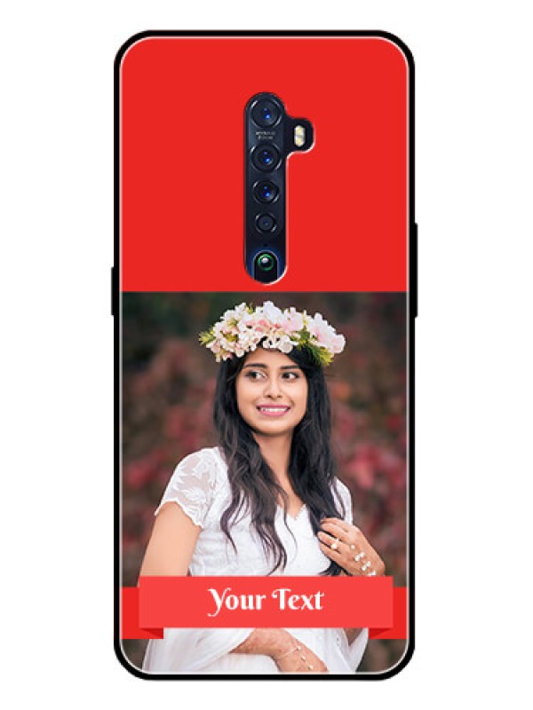 Custom Reno 2 Custom Glass Phone Case  - Simple Red Color Design