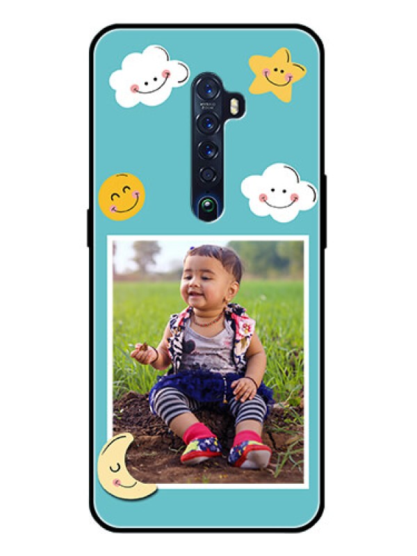 Custom Reno 2 Personalized Glass Phone Case  - Smiley Kids Stars Design