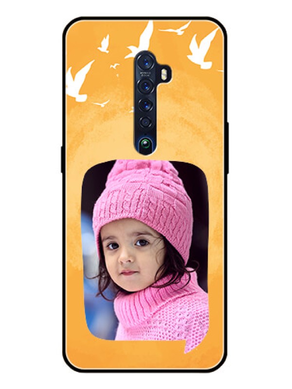 Custom Reno 2 Personalized Glass Phone Case  - Water Color Design with Bird Icons