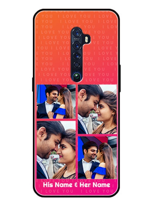 Custom Reno 2 Custom Glass Phone Case  - I Love You Pink Design