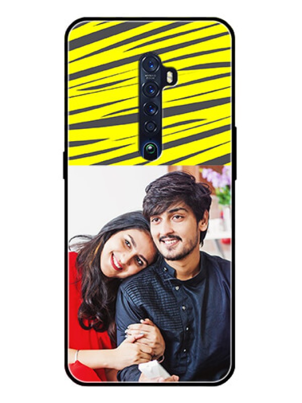 Custom Reno 2 Photo Printing on Glass Case  - Yellow Abstract Design