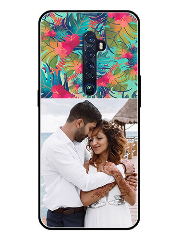 Custom Reno 2 Photo Printing on Glass Case  - Watercolor Floral Design