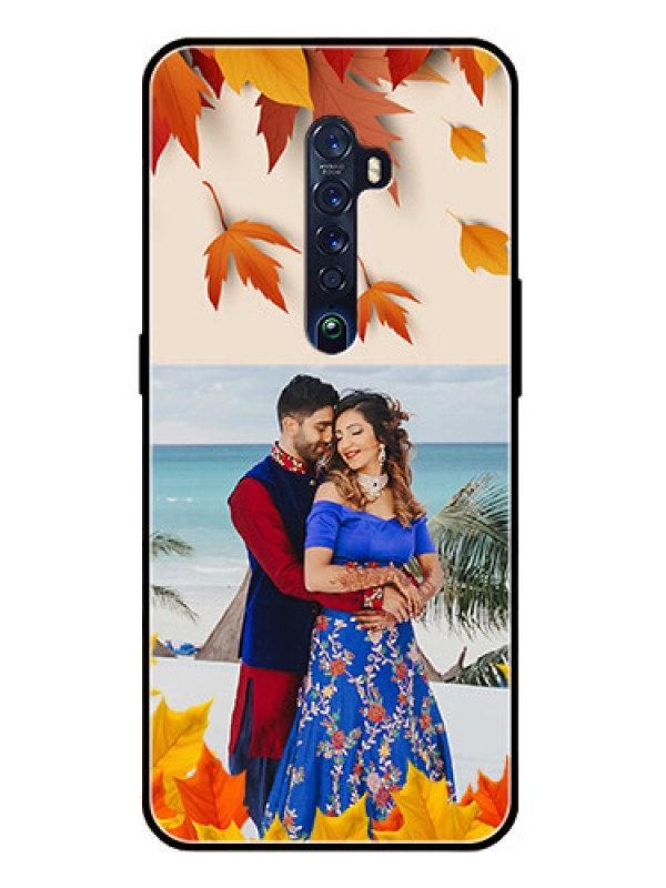 Custom Reno 2 Photo Printing on Glass Case  - Autumn Maple Leaves Design