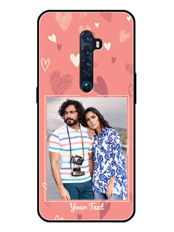 Custom Reno 2 Custom Glass Phone Case  - Love doodle art Design