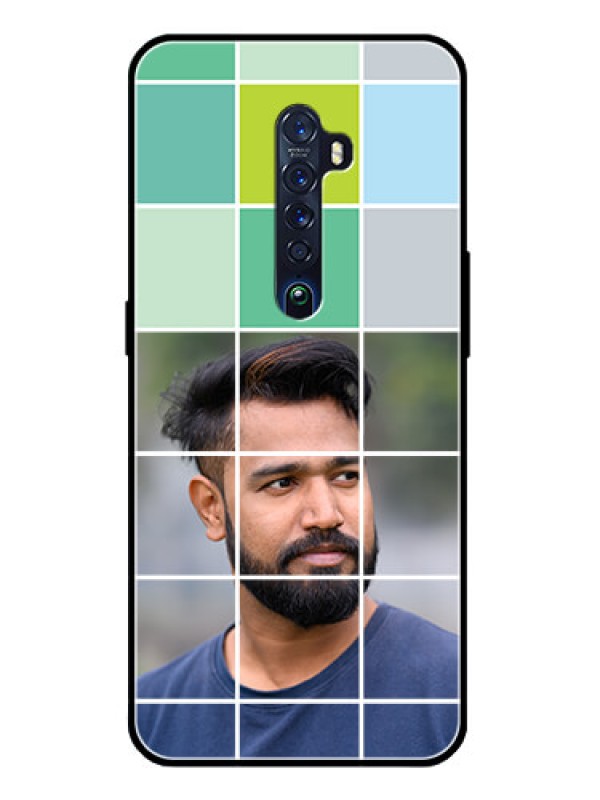 Custom Reno 2 Photo Printing on Glass Case  - with white box pattern 