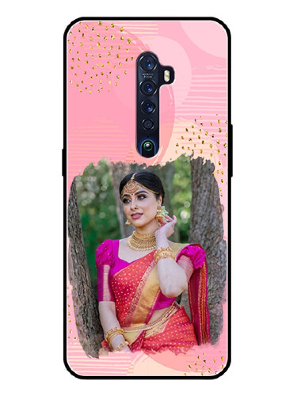 Custom Reno 2 Personalized Glass Phone Case  - Gold Glitter Splash Design