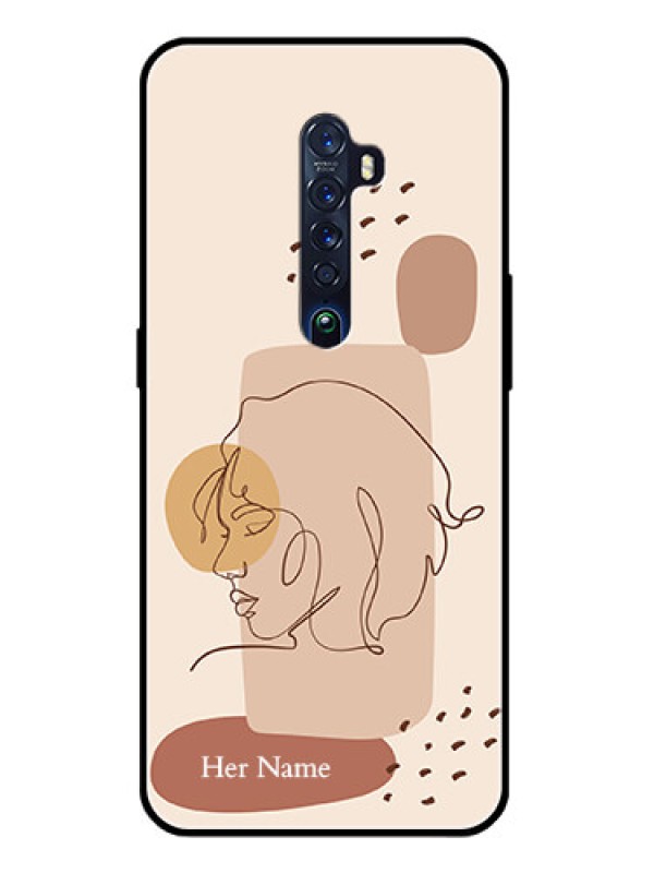 Custom Oppo Reno 2 Photo Printing on Glass Case - Calm Woman line art Design