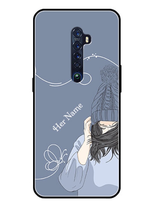 Custom Oppo Reno 2 Custom Glass Mobile Case - Girl in winter outfit Design