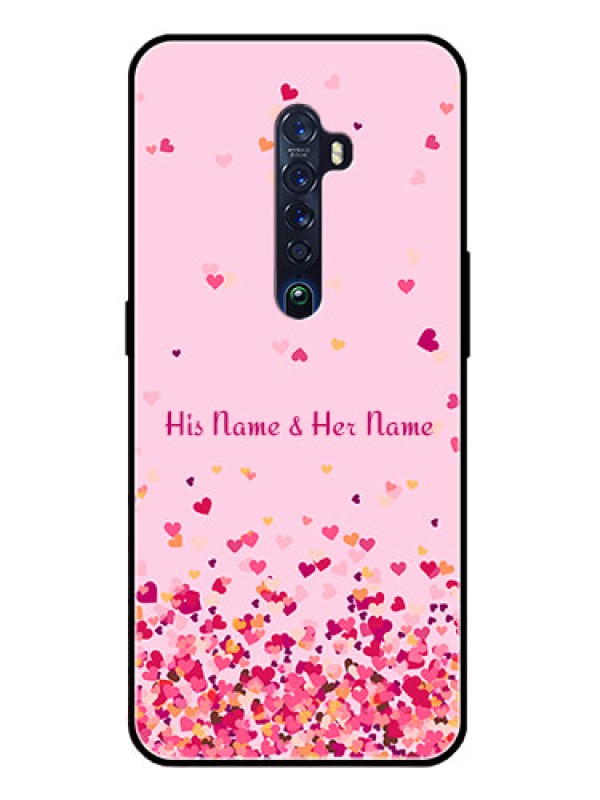 Custom Oppo Reno 2 Photo Printing on Glass Case - Floating Hearts Design