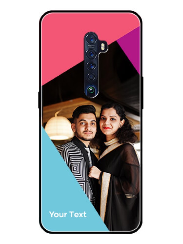 Custom Oppo Reno 2 Custom Glass Mobile Case - Stacked Triple colour Design