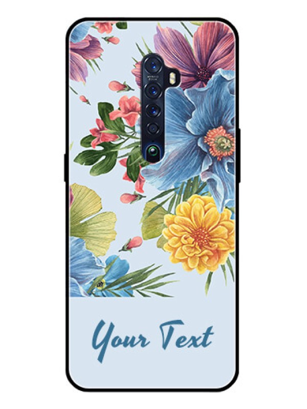 Custom Oppo Reno 2 Custom Glass Mobile Case - Stunning Watercolored Flowers Painting Design
