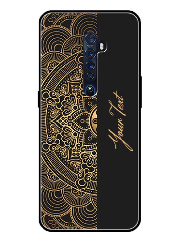 Custom Oppo Reno 2 Photo Printing on Glass Case - Mandala art with custom text Design