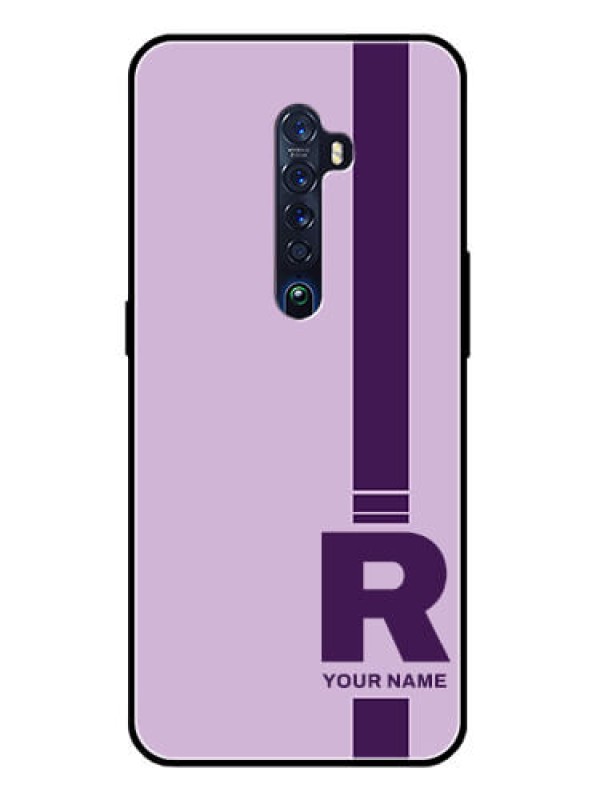 Custom Oppo Reno 2 Photo Printing on Glass Case - Simple dual tone stripe with name Design