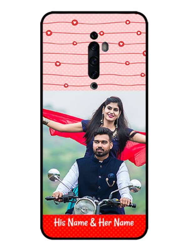 Custom Oppo Reno 2F Personalized Glass Phone Case  - Red Pattern Case Design