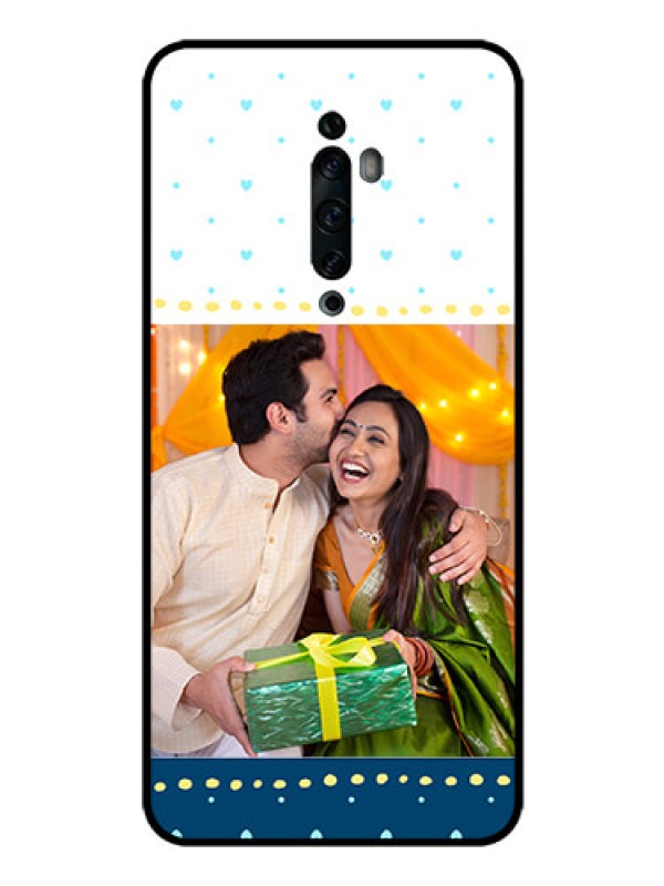 Custom Oppo Reno 2F Personalized Glass Phone Case  - White and Blue Abstract Design