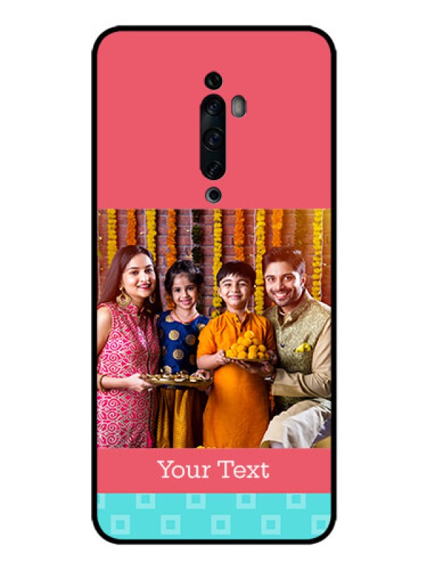 Custom Oppo Reno 2F Personalized Glass Phone Case  - Peach & Blue Color Design