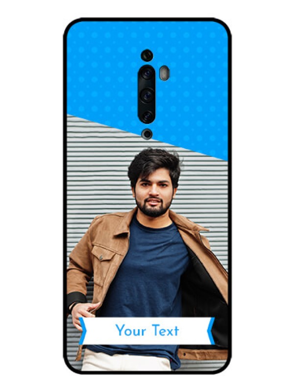 Custom Oppo Reno 2F Photo Printing on Glass Case  - Simple Blue Color Design