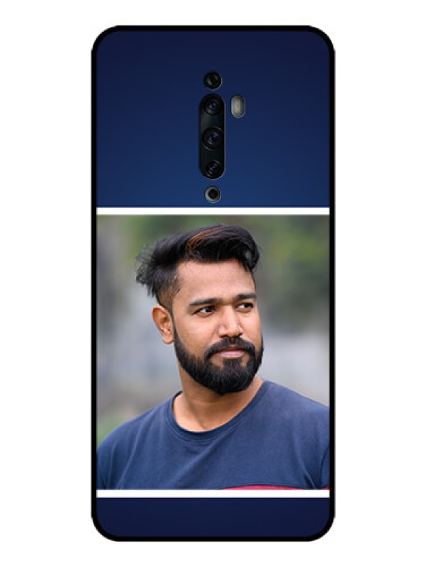 Custom Oppo Reno 2F Personalized Glass Phone Case  - Simple Royal Blue Design
