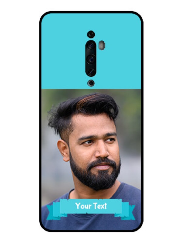 Custom Oppo Reno 2F Personalized Glass Phone Case  - Simple Blue Color Design