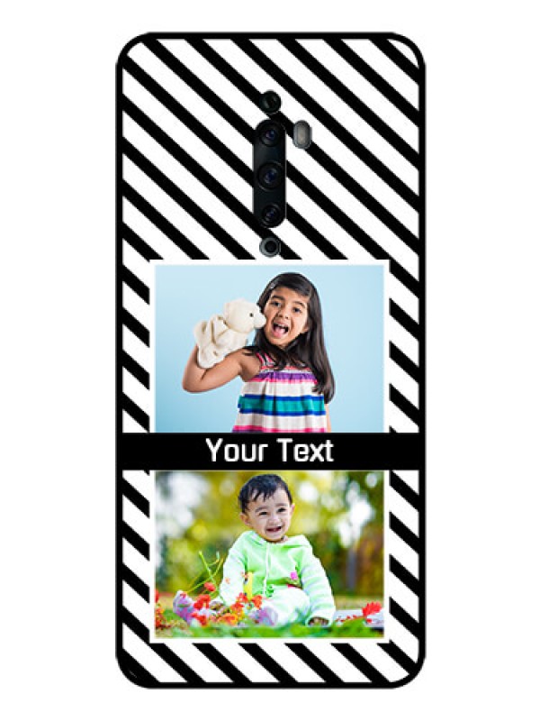 Custom Oppo Reno 2F Photo Printing on Glass Case  - Black And White Stripes Design