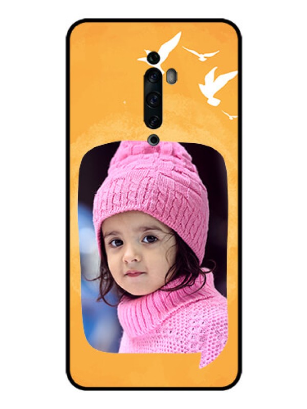Custom Oppo Reno 2F Personalized Glass Phone Case  - Water Color Design with Bird Icons