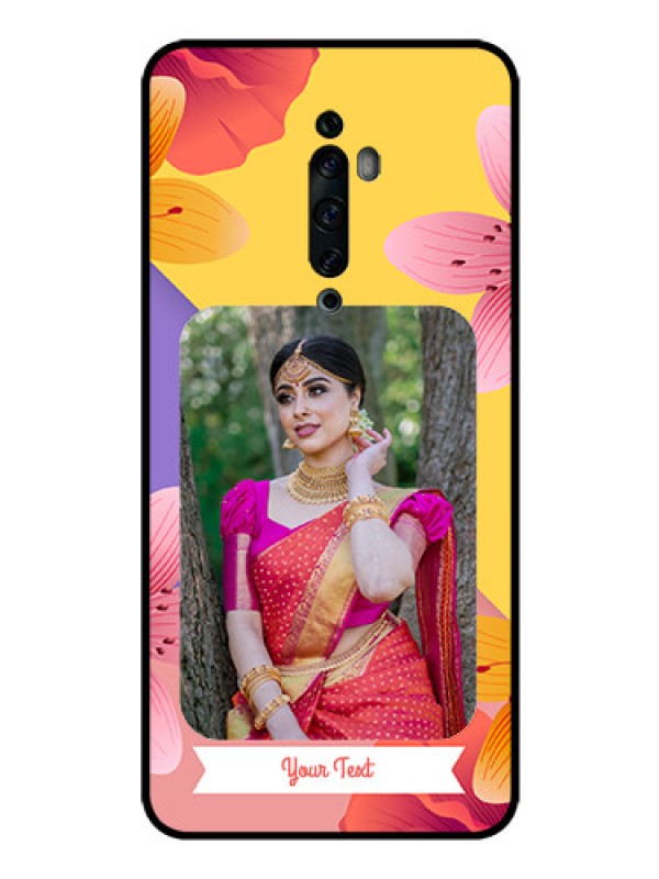 Custom Oppo Reno 2F Custom Glass Mobile Case  - 3 Image With Vintage Floral Design