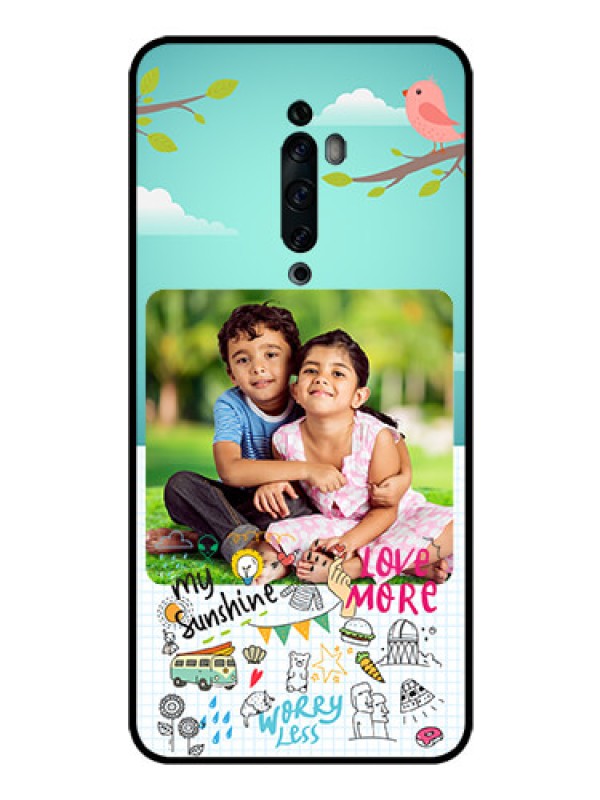 Custom Oppo Reno 2F Photo Printing on Glass Case  - Doodle love Design