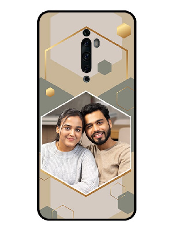 Custom Oppo Reno 2f Photo Printing on Glass Case - Stylish Hexagon Pattern Design
