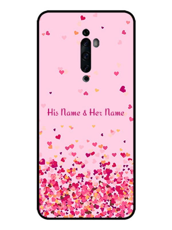 Custom Oppo Reno 2f Photo Printing on Glass Case - Floating Hearts Design