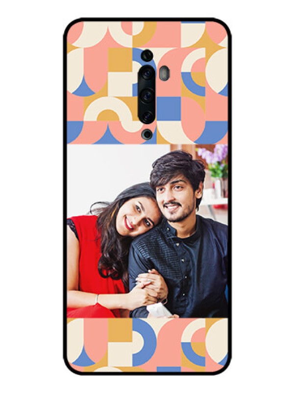 Custom Oppo Reno 2f Photo Printing on Glass Case - Semi-circle Maze Pattern Design