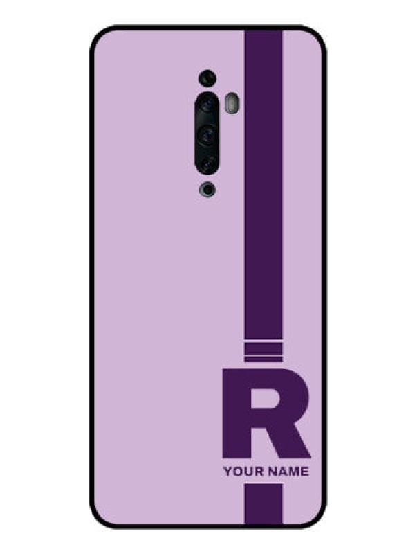 Custom Oppo Reno 2f Photo Printing on Glass Case - Simple dual tone stripe with name Design