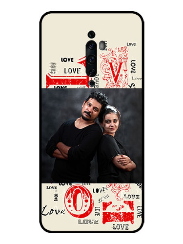 Custom Oppo Reno 2Z Photo Printing on Glass Case  - Trendy Love Design Case