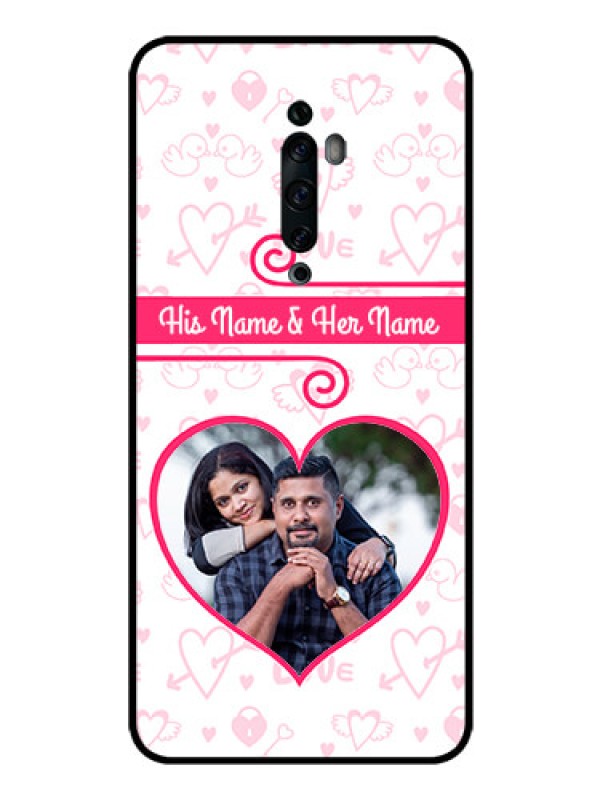 Custom Oppo Reno 2Z Personalized Glass Phone Case  - Heart Shape Love Design