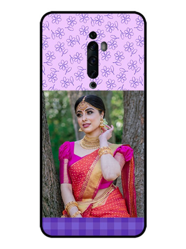 Custom Oppo Reno 2Z Custom Glass Phone Case  - Purple Floral Design