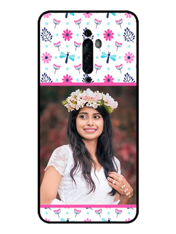 Custom Oppo Reno 2Z Photo Printing on Glass Case  - Colorful Flower Design