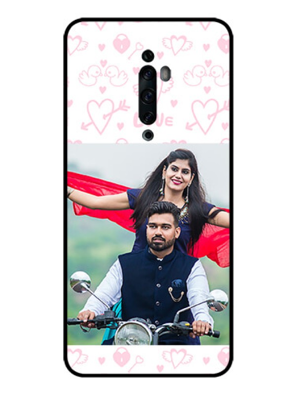 Custom Oppo Reno 2Z Custom Glass Mobile Case  - Pink Flying Heart Design