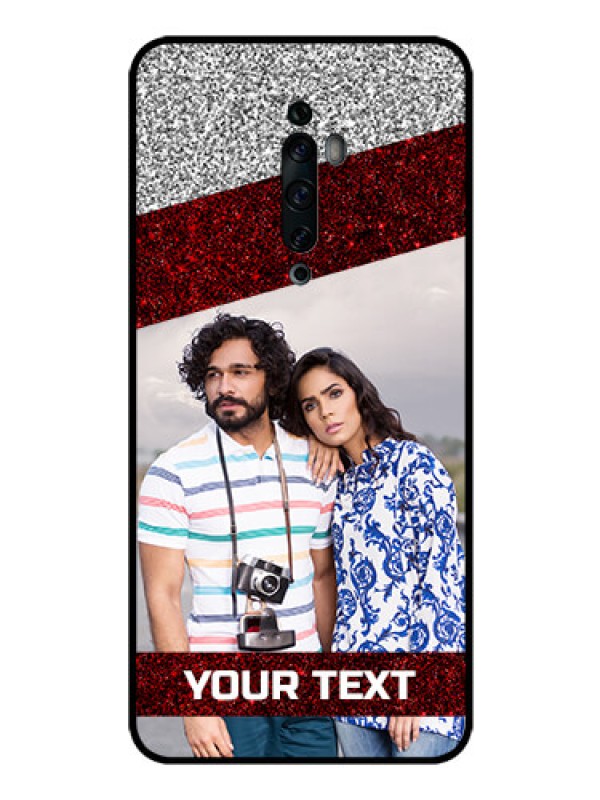 Custom Oppo Reno 2Z Personalized Glass Phone Case  - Image Holder with Glitter Strip Design