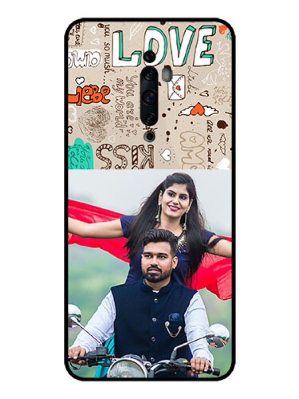 Custom Oppo Reno 2Z Custom Glass Phone Case  - Love Doodle Pattern 