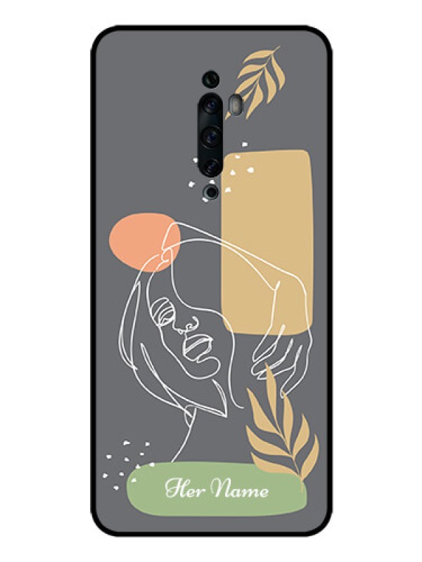 Custom Oppo Reno 2z Custom Glass Phone Case - Gazing Woman line art Design