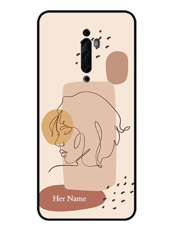 Custom Oppo Reno 2z Photo Printing on Glass Case - Calm Woman line art Design