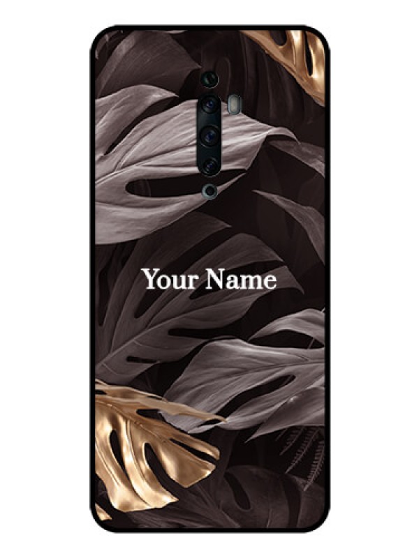 Custom Oppo Reno 2z Personalised Glass Phone Case - Wild Leaves digital paint Design