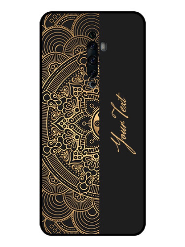 Custom Oppo Reno 2z Photo Printing on Glass Case - Mandala art with custom text Design