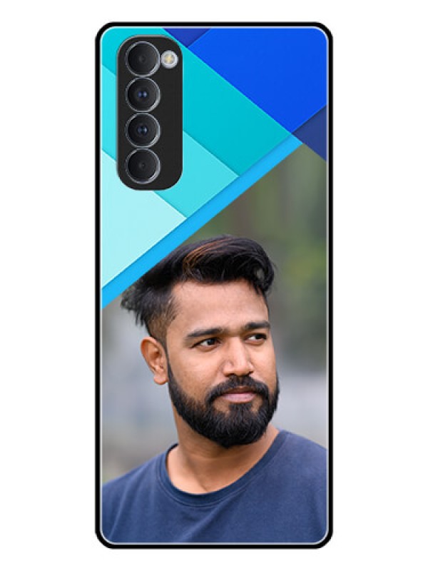 Custom Oppo Reno 4 Pro Custom Glass Phone Case  - Blue Pattern Design