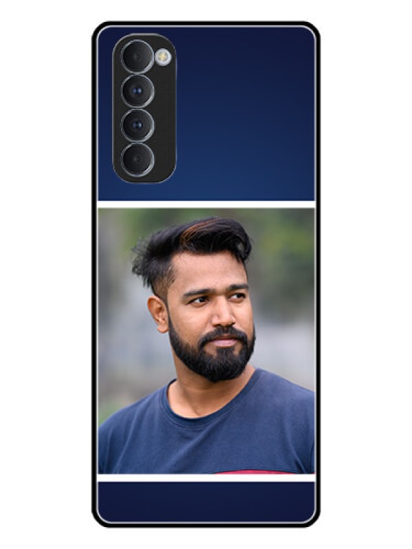 Custom Oppo Reno 4 Pro Personalized Glass Phone Case  - Simple Royal Blue Design